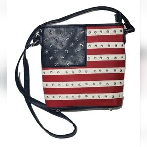 Patriotic American Flag Purse Shoulder Bag Western Studded Conceal Carry Pocket